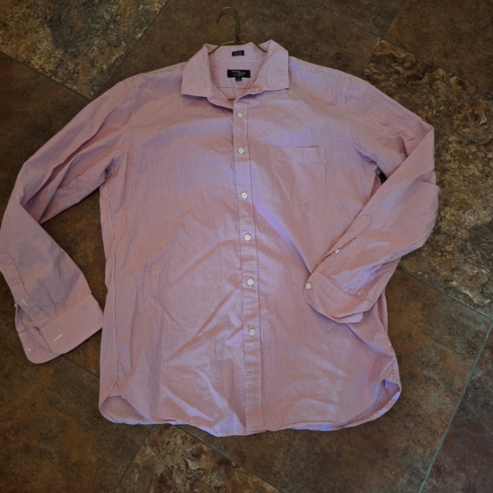 Men's J. Crew Pink Checkered Button Up Shirt Sz XL
